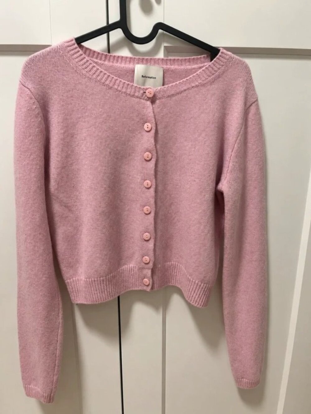 Reformation Women’s Clara Cashmere Crew Cardigan Pink Size XS